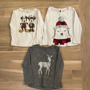 VGUC Lot of 3 Girls Holiday Long Sleeve T-shirts - size 5T